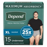 Depend® Fresh Protection Male Adult Absorbent Underwear Waistband Style X-Large Disposable Heavy Absorbency (1090313_PK) 15/PK
