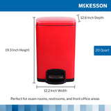 McKesson Trash Can 20 Quart / 5 gal. Red Metal Square (1223689_EA) 1/EA