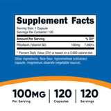 nutricost® Vitamin B2 Riboflavin Dietary Supplement Vitamin B2 100 mg Strength Capsule 120 Per Bottle (1270259_BT) 1/BT