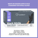 CareStock™ Exam Glove Small NonSterile Nitrile Standard Cuff Length Fully Textured Black Not Rated (1230892_CS) 2500/CS