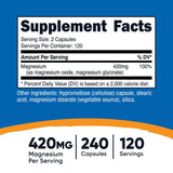 nutricost® Dietary Supplement Magnesium Citrate 420 mg Strength Capsule 240 Per Bottle (1270274_CS) 12/CS