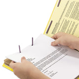 Smead™ End Tab Pressboard Classification Folders, Six SafeSHIELD Fasteners, 2" Expansion, 2 Dividers, Letter Size, Yellow, 10/Box (SMD26789) Box of 10