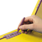 Smead™ End Tab Pressboard Classification Folders, Six SafeSHIELD Fasteners, 2" Expansion, 2 Dividers, Letter Size, Yellow, 10/Box (SMD26789) Box of 10