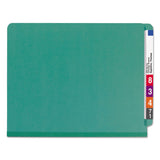 Smead™ End Tab Pressboard Classification Folders, Six SafeSHIELD Fasteners, 2" Expansion, 2 Dividers, Letter Size, Green, 10/Box (SMD26785) Box of 10