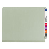 Smead™ End Tab Pressboard Classification Folders, Four SafeSHIELD Fasteners, 2" Expansion, 1 Divider, Letter Size, Gray-Green, 10/BX (SMD26800) Box of 10
