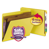 Smead™ End Tab Pressboard Classification Folders, Six SafeSHIELD Fasteners, 2" Expansion, 2 Dividers, Letter Size, Yellow, 10/Box (SMD26789) Box of 10