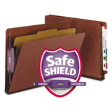 Smead™ End Tab Pressboard Classification Folders, Four SafeSHIELD Fasteners, 2" Expansion, 1 Divider, Letter Size, Red, 10/Box (SMD26855) Box of 10
