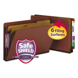 Smead™ End Tab Pressboard Classification Folders, Six SafeSHIELD Fasteners, 2" Expansion, 2 Dividers, Legal Size, Red, 10/Box (SMD29860) Box of 10