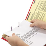 Smead™ End Tab Pressboard Classification Folders, Six SafeSHIELD Fasteners, 2" Expansion, 2 Dividers, Legal Size, Bright Red, 10/Box (SMD29783) Box of 10