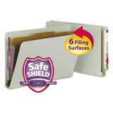 Smead™ End Tab Pressboard Classification Folders, Four SafeSHIELD Fasteners, 2" Expansion, 1 Divider, Legal Size, Gray-Green, 10/Box (SMD29800) Box of 10