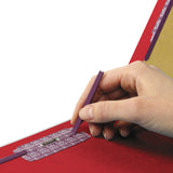 Smead™ End Tab Pressboard Classification Folders, Six SafeSHIELD Fasteners, 2" Expansion, 2 Dividers, Legal Size, Bright Red, 10/Box (SMD29783) Box of 10
