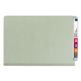 Smead™ End Tab Pressboard Classification Folders, Four SafeSHIELD Fasteners, 2" Expansion, 1 Divider, Legal Size, Gray-Green, 10/Box (SMD29800) Box of 10