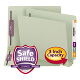 Smead™ End Tab Pressboard Classification Folders, Two SafeSHIELD Coated Fasteners, 3" Expansion, Letter Size, Gray-Green, 25/Box (SMD34725) Box of 25