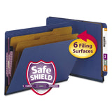 Smead™ End Tab Pressboard Classification Folders, Six SafeSHIELD Fasteners, 2" Expansion, 2 Dividers, Letter Size, Dark Blue, 10/Box (SMD26784) Box of 10