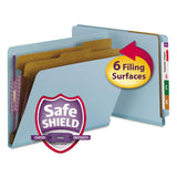 Smead™ End Tab Pressboard Classification Folders, Six SafeSHIELD Fasteners, 2" Expansion, 2 Dividers, Letter Size, Blue, 10/Box (SMD26781) Box of 10