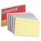 Universal® Index Cards, Ruled, 5 x 8, Assorted, 100/Pack (UNV47256) Pack of 100