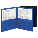 Smead™ Poly Two-Pocket Folder with Security Pocket, 11 x 8 1/2, Blue, 5/Pack (SMD87701) Pack of 5