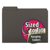 Smead™ Interior File Folders, 1/3-Cut Tabs: Assorted, Letter Size, 0.75" Expansion, Black/Gray, 100/Box (SMD10243) Box of 100