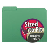 Smead™ Interior File Folders, 1/3-Cut Tabs: Assorted, Letter Size, 0.75" Expansion, Green, 100/Box (SMD10247) Box of 100
