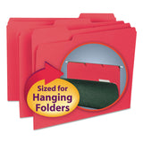 Smead™ Interior File Folders, 1/3-Cut Tabs: Assorted, Letter Size, 0.75" Expansion, Red, 100/Box (SMD10267) Box of 100