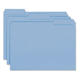 Smead™ Interior File Folders, 1/3-Cut Tabs: Assorted, Letter Size, 0.75" Expansion, Blue, 100/Box (SMD10239) Box of 100