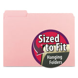 Smead™ Interior File Folders, 1/3-Cut Tabs: Assorted, Letter Size, 0.75" Expansion, Pink, 100/Box (SMD10263) Box of 100
