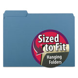 Smead™ Interior File Folders, 1/3-Cut Tabs: Assorted, Letter Size, 0.75" Expansion, Blue, 100/Box (SMD10239) Box of 100