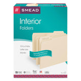 Smead™ Interior File Folders, 1/3-Cut Tabs: Assorted, Letter Size, 0.75" Expansion, Manila, 100/Box (SMD10230) Box of 100