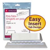Smead™ Poly Index Tabs and Inserts For Hanging File Folders, 1/5-Cut, White/Clear, 2.25" Wide, 25/Pack (SMD64600) Pack of 25 Tabs