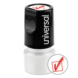 Universal® Round Message Stamp, CHECK MARK, Pre-Inked/Re-Inkable, Red (UNV10075) Each