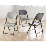 Iceberg Rough n Ready Commercial Folding Chair, Supports Up to 350 lb, 15.25" Seat Height, Platinum Seat, Platinum Back, Black Base (ICE64003) Each