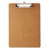 Universal® Hardboard Clipboard with Low-Profile Clip, 0.5" Clip Capacity, Holds 8.5 x 11 Sheets, Brown, 6/Pack (UNV05562) Pack of 6