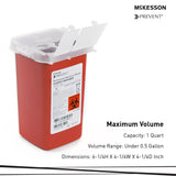 McKesson Prevent® Sharps Container Red Base 6-1/4 H X 4-1/4 W X 4-1/4 D Inch Vertical Entry 0.25 Gallon (855064_EA) 1/EA