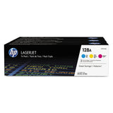 HP HP 128A, (CF371A-M) 3-Pack Cyan/Magenta/Yellow Original LaserJet Toner Cartridges (HEWCF371AM) Pack of 3