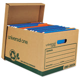 Universal® Recycled Heavy-Duty Record Storage Box, Letter/Legal Files, Kraft/Green, 12/Carton (UNV28224) Case of 12
