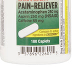 McKesson Brand Pain Relief 250 mg - 250 mg - 65 mg Strength Acetaminophen / Aspirin / Caffeine Caplet 100 per Bottle (868383_CS) 1200/CS