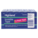 Highland™ Invisible Permanent Mending Tape, 1" Core, 0.75" x 83.33 ft, Clear, 6/Pack (MMM6200K6)