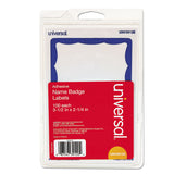 Universal® Border-Style Self-Adhesive Name Badges, 3 1/2 x 2 1/4, White/Blue, 100/Pack (UNV39120) Box of 100