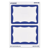 Universal® Border-Style Self-Adhesive Name Badges, 3 1/2 x 2 1/4, White/Blue, 100/Pack (UNV39120) Box of 100