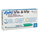 EXPO® Vis-a-Vis Wet Erase Marker, Fine Bullet Tip, Green, Dozen (SAN16004) 1 Dozen