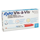 EXPO® Vis-a-Vis Wet Erase Marker, Fine Bullet Tip, Red, Dozen (SAN16002) 1 Dozen