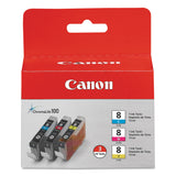 Canon® 0621B016 (CLI-8) ChromaLife100+ Ink, 840 Page-Yield, Cyan/Magenta/Yellow (CNM0621B016) Pack of 3