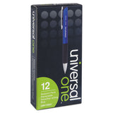 Universal™ Comfort Grip Ballpoint Pen, Retractable, Medium 1 mm, Blue Ink, Blue/Black Barrel, Dozen (UNV15541) 1 Dozen
