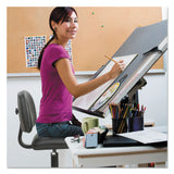 Safco® Precision Extended-Height Swivel Stool, Adjustable Footring, Supports 250 lb, 23" to 33" Seat Height, Black Vinyl, Black Base (SAF3406BL) Each