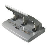 Swingline® 75-Sheet Heavy-Duty High-Capacity Three-Hole Adjustable Punch, 9/32" Holes, Putty/Gray (SWI74550) Each