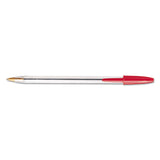 BIC® Cristal Xtra Smooth Ballpoint Pen, Stick, Medium 1 mm, Red Ink, Clear Barrel, Dozen (BICMS11RD) 1 Dozen