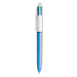 BIC® 4-Color Multi-Function Ballpoint Pen, Retractable, Medium 1 mm, Black/Blue/Green/Red Ink, Blue/White Barrel (BICMM11) Each
