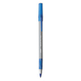 BIC® Round Stic Grip Xtra Comfort Ballpoint Pen, Easy-Glide, Stick, Medium 1.2 mm, Blue Ink, Gray/Blue Barrel, Dozen (BICGSMG11BE) 1 Dozen