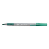 BIC Round Stic Grip Xtra Comfort Stick Ballpoint Pen, 1.2mm, Green Ink, Gray Barrel, Dozen (BICGSMG11GN) Box of 12