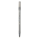 BIC® Round Stic Xtra Precision Ballpoint Pen, Stick, Fine 0.8 mm, Black Ink, Smoke Barrel, Dozen (BICGSF11BK) 1 Dozen